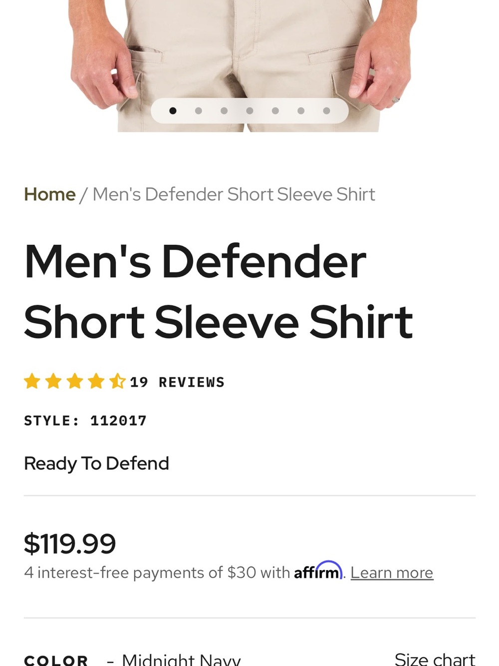 First tactical Defender Short Sleeve Button-Down Shirt - Midnight Navy XL extra - Picture 7 of 9